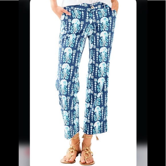 Lilly Pulitzer Cocoanut Walk Crop Indigo Get In Line - Picture 7 of 8